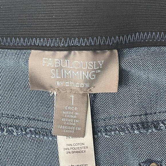 Chicos Jeans Womens 1 US 8 Medium Crop Blue Fabulously Slimming Straight Stretch - Picture 8 of 11